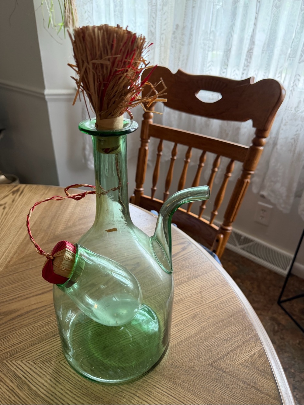Green Glass Decorative Decanter Vase - Home Holiday